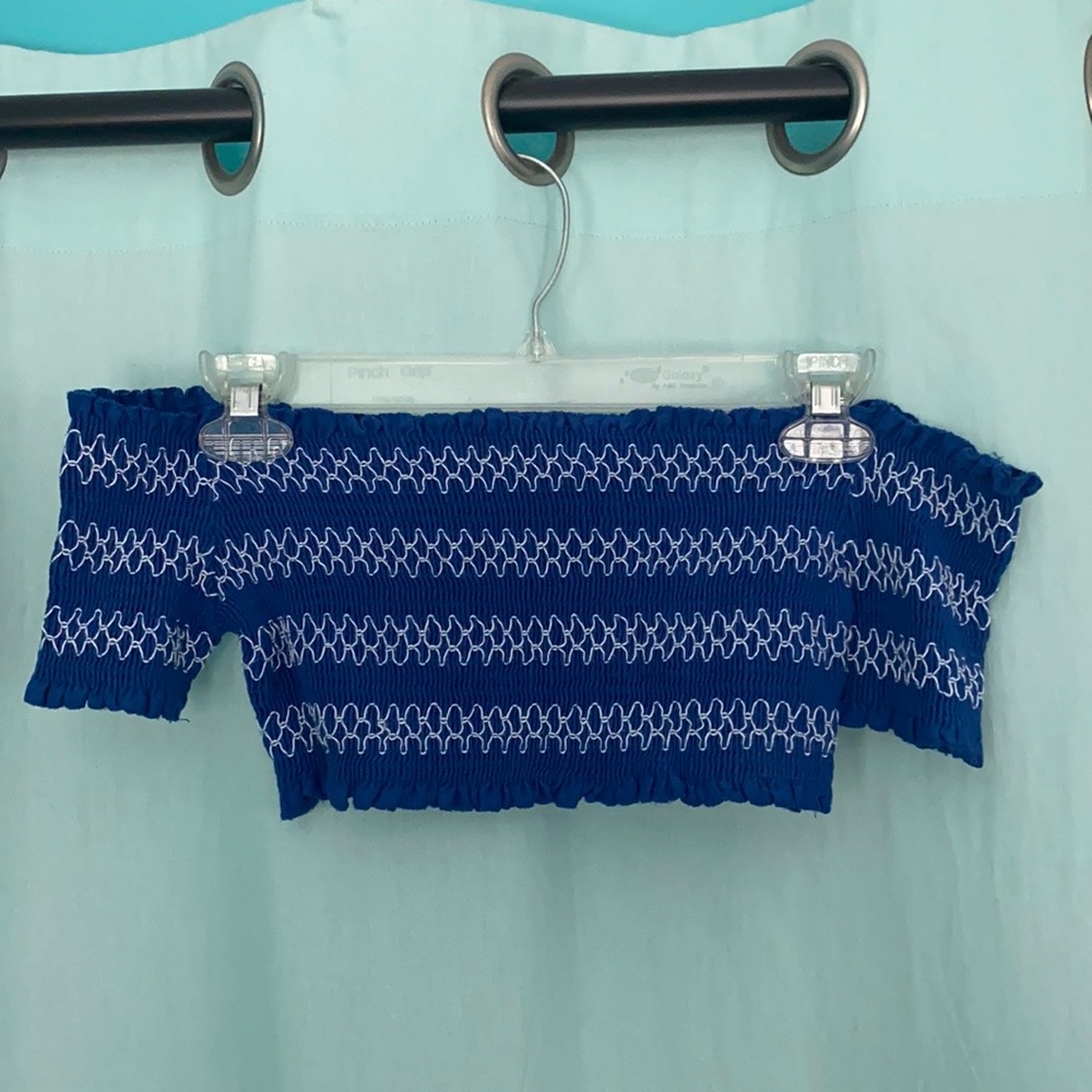Blue smocked crop top, size S/M, brand: Pins and Needles